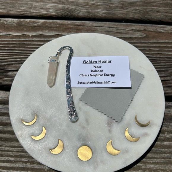 Golden Healer Floral Metal Crystal Bookmark - Picture 1 of 2